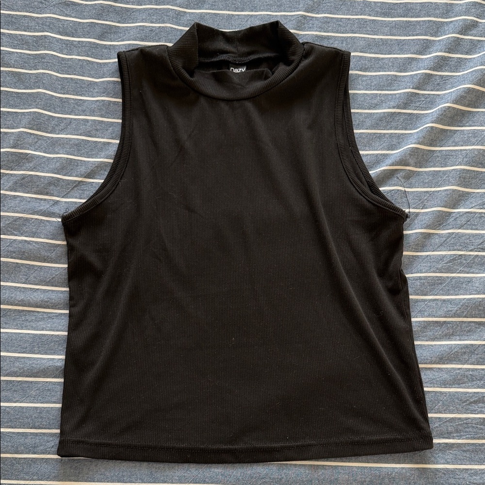 Elegant Black Mock Neck Sleeveless Top